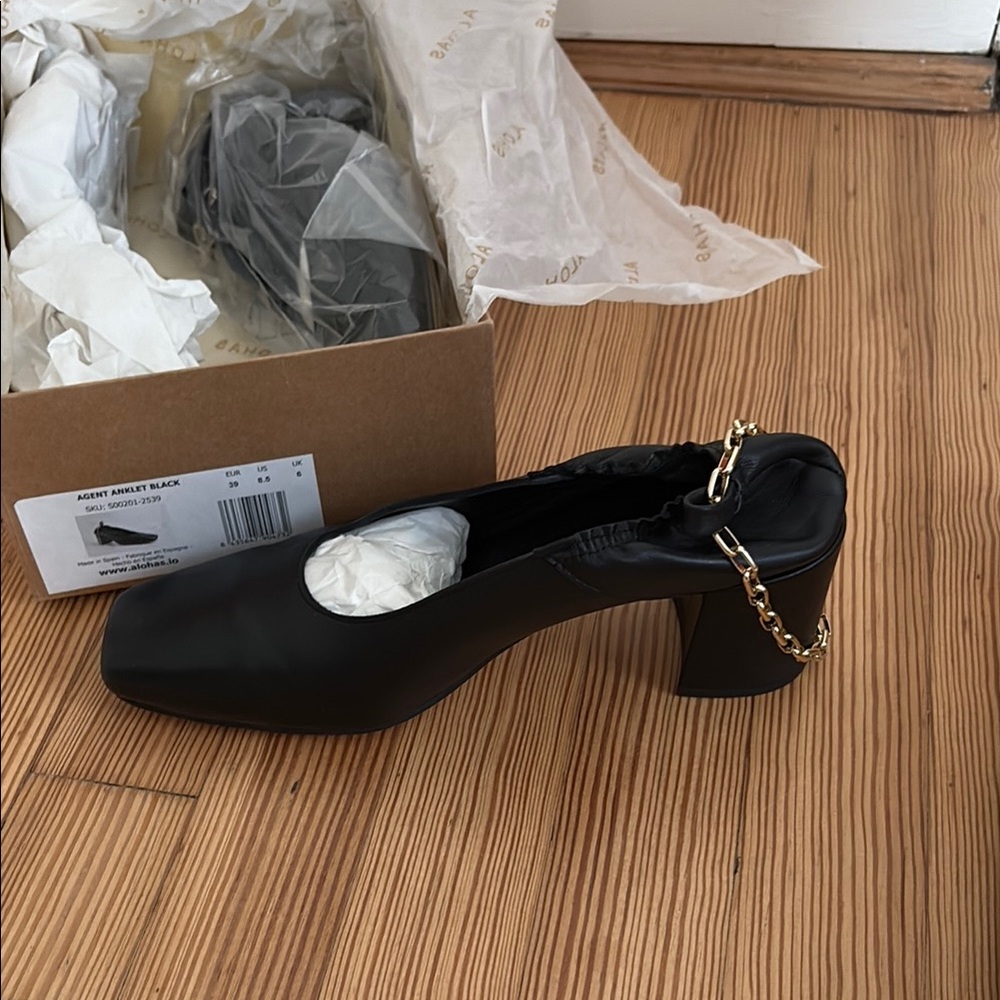 NWT - ALOHAS Black Agent Anklet Heels - Picture 5 of 9